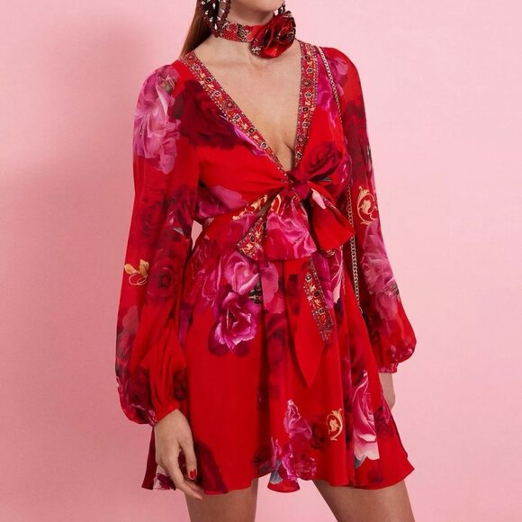 CAMILLA Italian Rosa Short Wrap Tie Dress - Picture 1 of 3